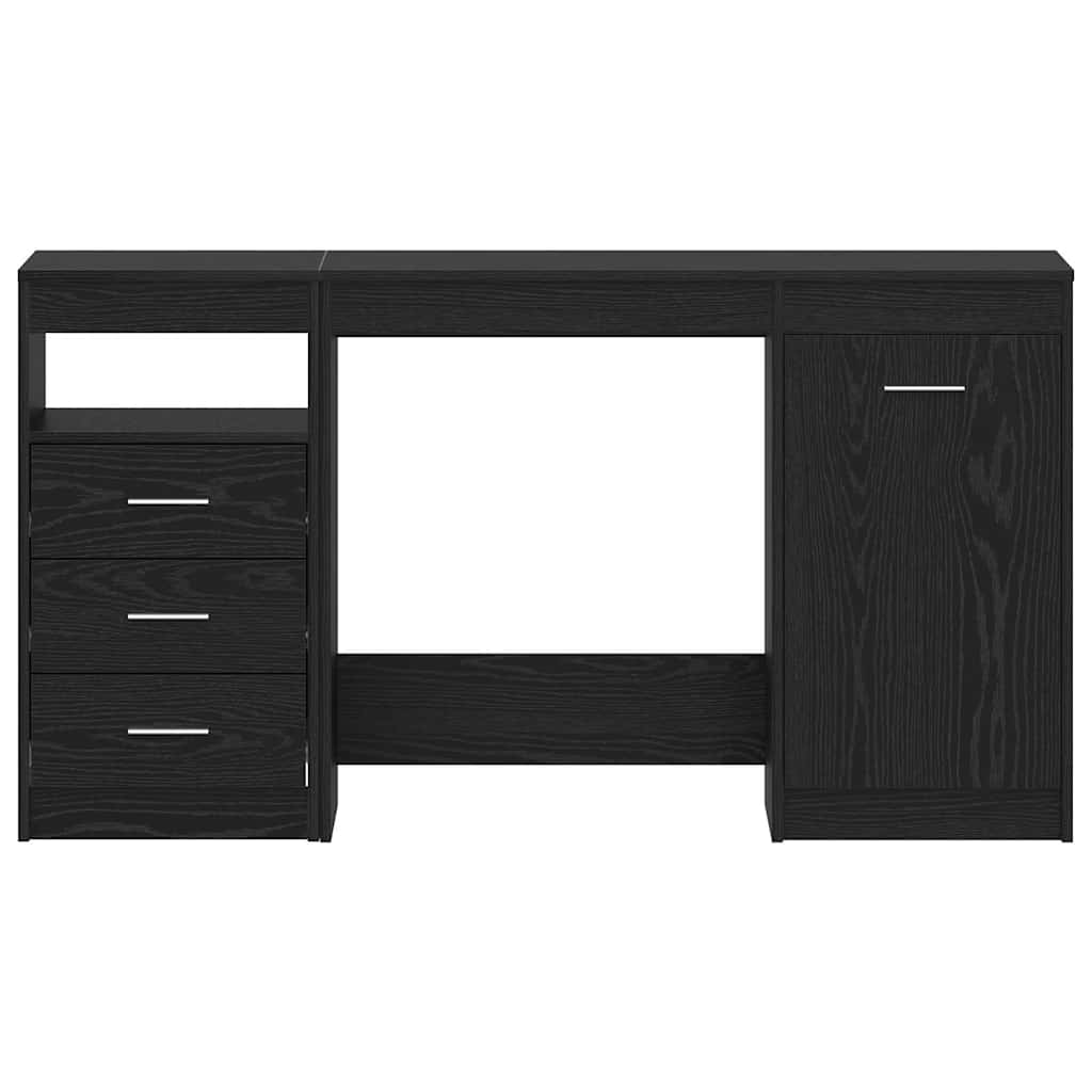 Desk with Door 2 pcs Black oak 140 x 50 x 76 cm Engineered wood